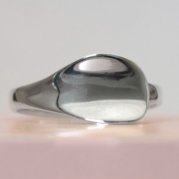 Geometric Sterling Silver Ring, Curvy Minimalist Ring, Simple 925 Ring Band Sz 7 - Picture 2 of 7